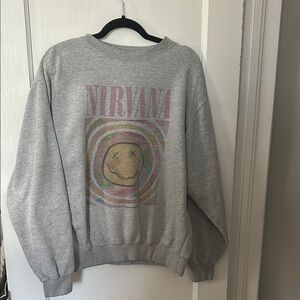 Gray Nirvana Graphic Sweatshirt